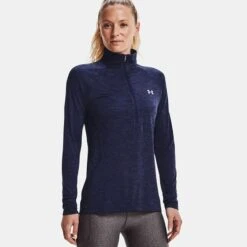 Under Armour Women's Tech™ Half Zip Twist Midnight Navy / Cadet / Metallic Silver
