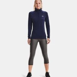 Under Armour Women's Tech™ Half Zip Twist Midnight Navy / Cadet / Metallic Silver -underwear Zone v5 1320128 410 fsf