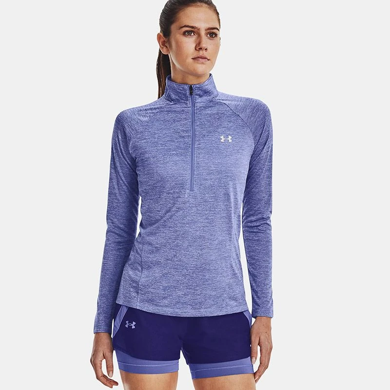 Under Armour Women's Tech™ Half Zip Twist Chestnut Baja Blue / White / Metallic Silver 1 Under Armour Women's Tech™ Half Zip Twist Chestnut Baja Blue / White / Metallic Silver