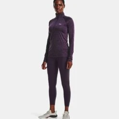 Under Armour Women's UA Tech™ Twist ½ Zip Tux Purple / Retro Purple / Metallic Silver 11 Under Armour Women's UA Tech™ Twist ½ Zip Tux Purple / Retro Purple / Metallic Silver -underwear Zone v5 1320128 541 fsf