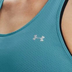Under Armour Women's HeatGear® Armour Racer Tank Glacier Blue / Iridescent -underwear Zone v5 1328962 433 collar