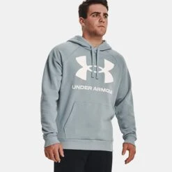 Under Armour Men's Rival Fleece Big Logo Hoodie Harbor Blue / Onyx White