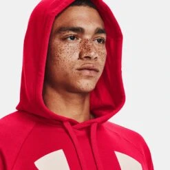 Under Armour Men's Rival Fleece Big Logo Hoodie Red / Onyx White -underwear Zone v5 1357093 600 hood