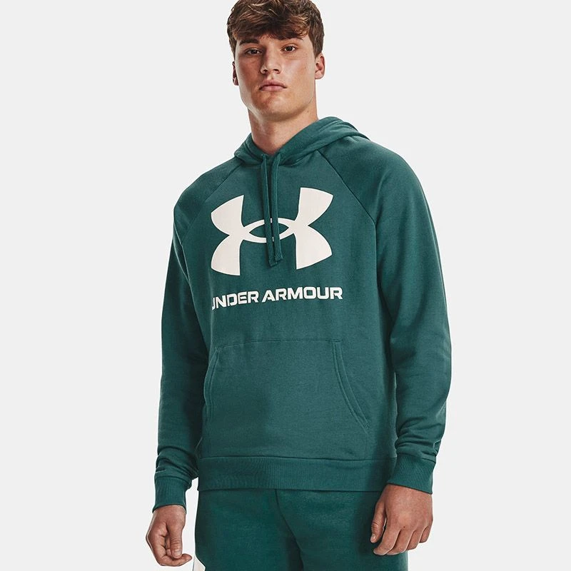 Under Armour Men's UA Rival Fleece Big Logo Hoodie Coastal Teal / Onyx White 1 Under Armour Men's UA Rival Fleece Big Logo Hoodie Coastal Teal / Onyx White