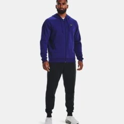Under Armour Men's Rival Fleece Full Zip Hoodie Sonar Blue / Onyx White 8 Under Armour Men's Rival Fleece Full Zip Hoodie Sonar Blue / Onyx White -underwear Zone v5 1357111 468 fsf