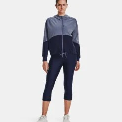 Under Armour Women's Women's Woven Full Zip Jacket Aurora Purple / Midnight Navy / Midnight Navy -underwear Zone v5 1369889 767 fsf