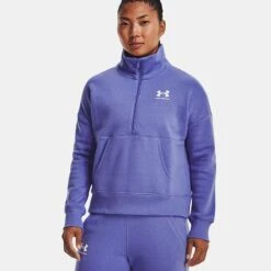 Under Armour Women's UA Rival Fleece Half Zip Baja Blue / White