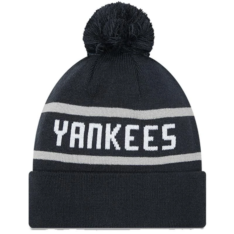 New Era New York Yankees Black Stripe Cuff Bobble Hat 2 New Era New York Yankees Black Stripe Cuff Bobble Hat - Image 2